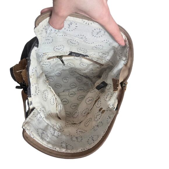 Myra Albino Crossbody Purse Leather Floral Print Canvas Cowhide Boho Western - Picture 10 of 12